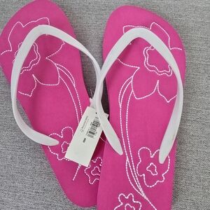 Old Navy Hot Pink Flip Flop Sandals with White Straps
